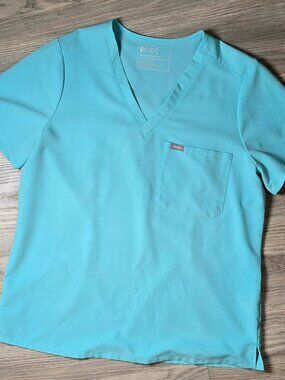 FIGS Catarina Scrub Top | Neon Blue | Medium